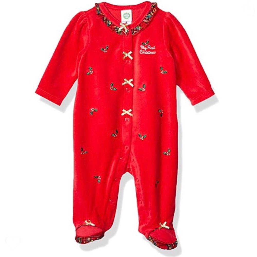 Little Me - My First Christmas 
Footed onesie